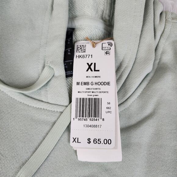 adidas Hoodie Men's XL Embroidery Graphic Pullover Hoodie Linen Green - Picture 3 of 7